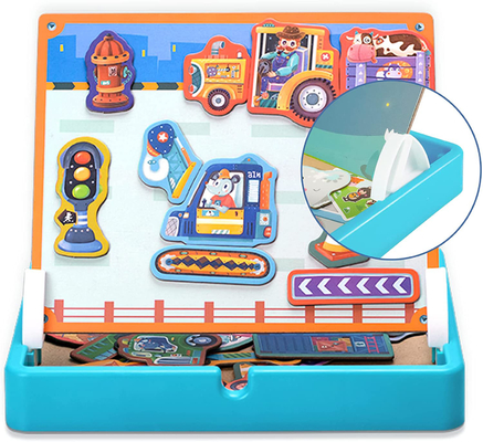 Anak-anak Prasekolah Magnetic Jigsaw Puzzle Mainan Kendaraan Rekayasa Untuk Usia 4-8 40Pcs
